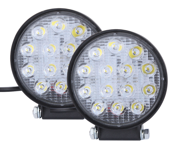 Faros 14 Led Redondos Luz Fija Y Estrobo 4.5" 42W