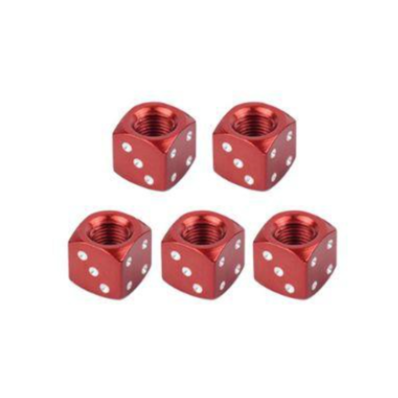 Tapon De Valvula Dado Aluminio Rojo 4 Pza