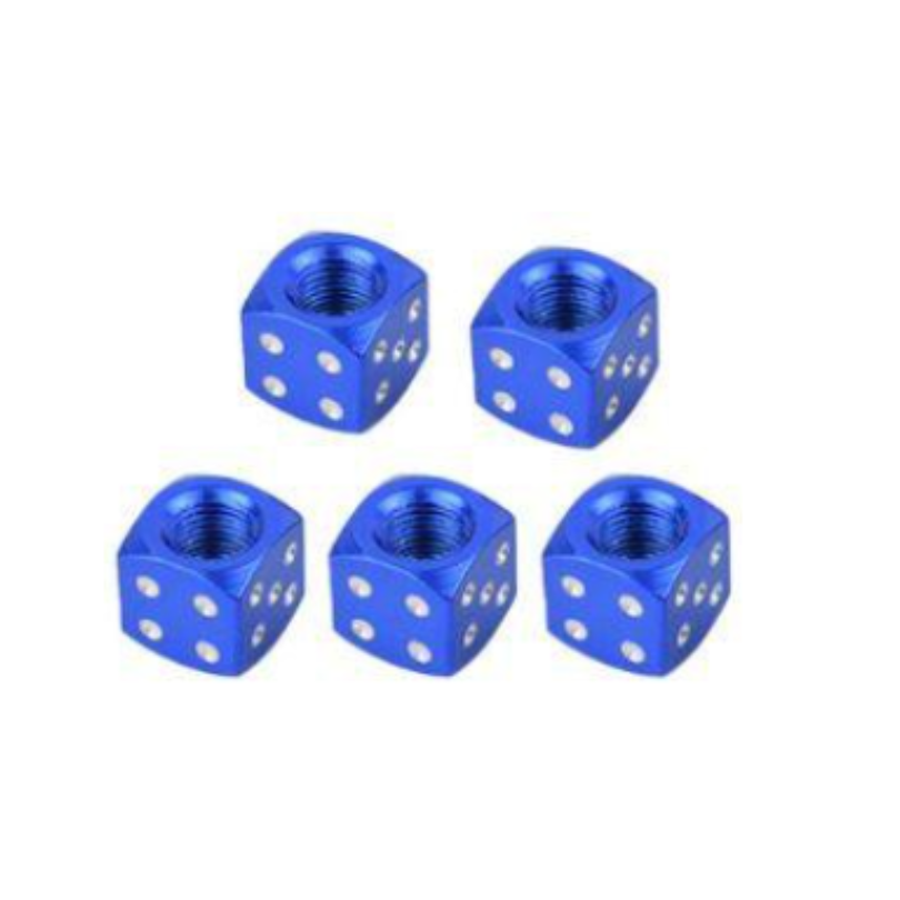 Tapon De Valvula Dado Aluminio Azul 4 Pza