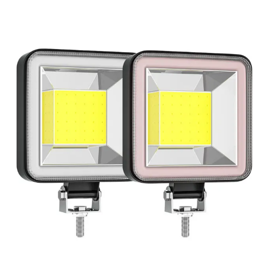 Faro Led Cuadrado 3.5" Con Led Cob Y Ojo De Angel Blanco