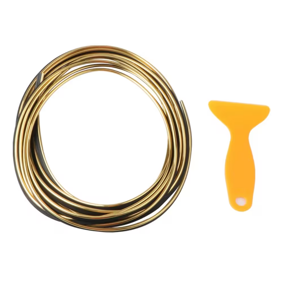 Moldura Hule Decorativa Para Interior Dorado Rollo 5mts