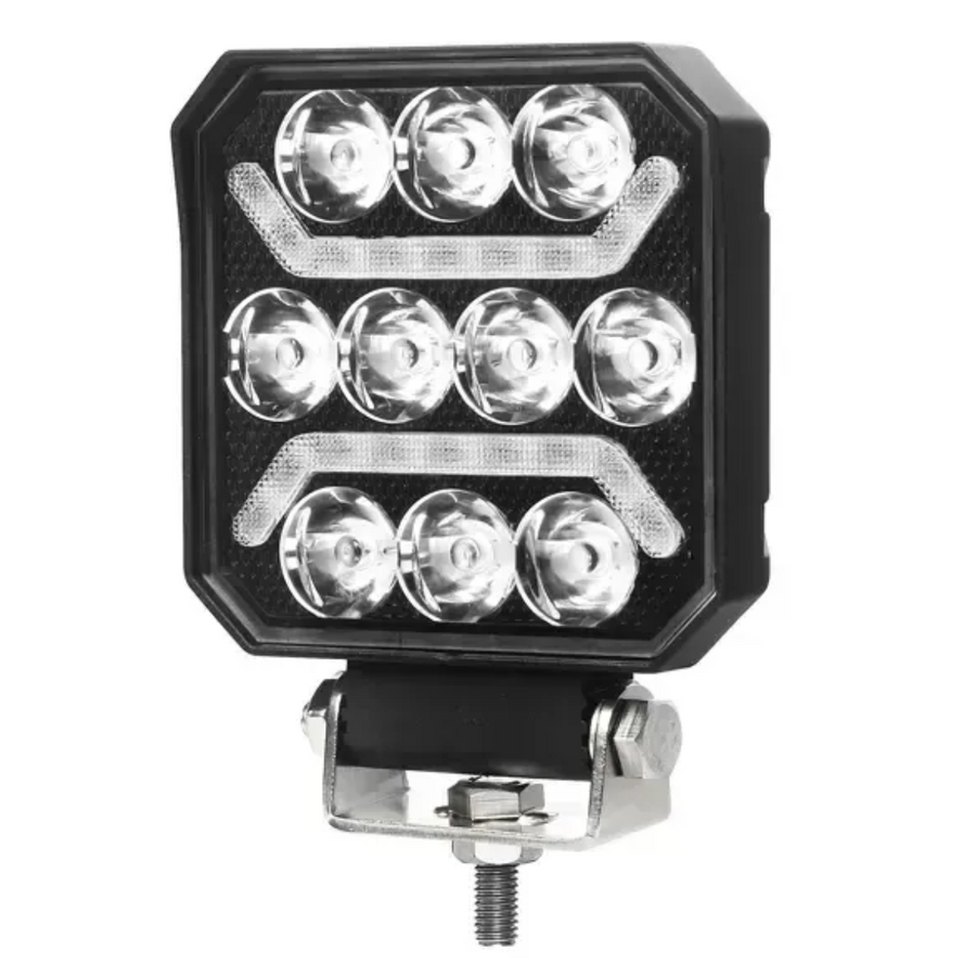 Faro Led Cuadrado 6" 15w Con Drl Ambar Lumen-2011w