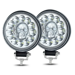 Faro Redondo 12 Led Luz Blanca Drl Calavera Rgb