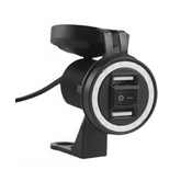 Cargador De Celular Para Motocicleta 2 Usb Con Aro Led Azul