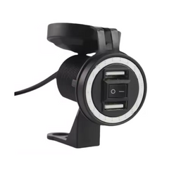 Cargador De Celular Para Motocicleta 2 Usb Con Aro Led Azul