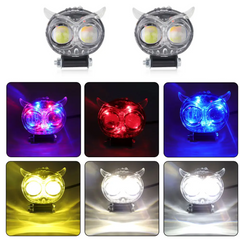 Faro Niebla Buho Lupa Blanco/ambar Con Estrobo Y Drl Rojo/azul