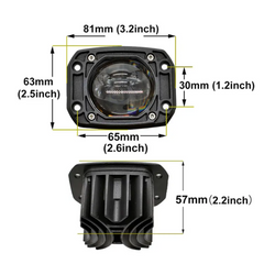 Faro Led Cuadrado Lupa Blanco/ambar Con Estrobo Para Empotrar
