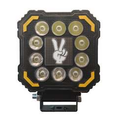 Faro Led Cuadrado Luz Blanca Con Estrobo Drl Ambar Y Logo Seña Ok Rgb