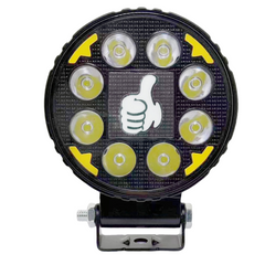 Faro Led Redondo Luz Blanca Con Estrobo Drl Ambar Y Logo Seña Pulgar Arriba Rgb