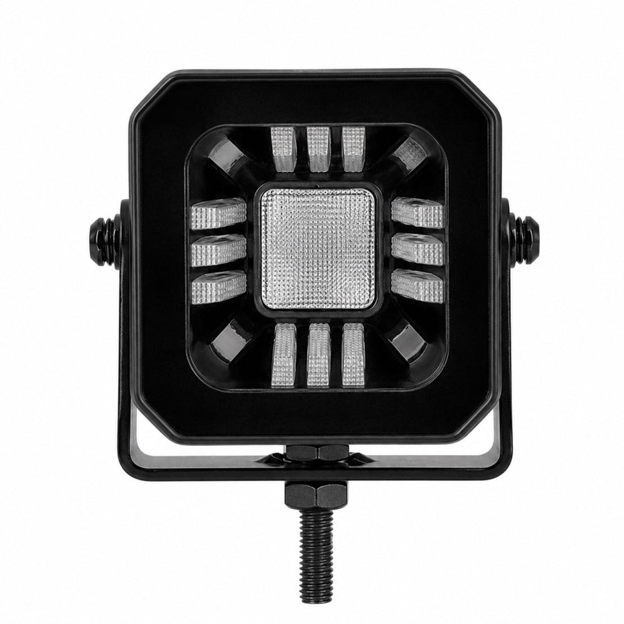 Faro Led Cuadrado 3" De Trabajo Haz Amplio Masterpoint Blanco/ambar