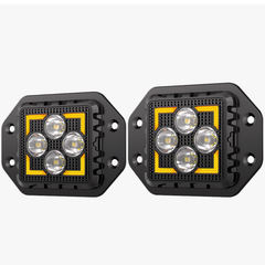 Faro Led Cuadrado 3" Empotrable Imloya Luz Blanca Fija Y Estrobo Con Drl Ambar Pro-1013