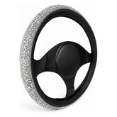 Cubrevolante Piedras Diamante Vinipiel Plata Y Blanco