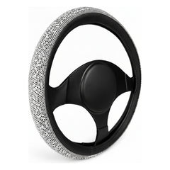 Cubrevolante Piedras Diamante Vinipiel Plata Y Blanco