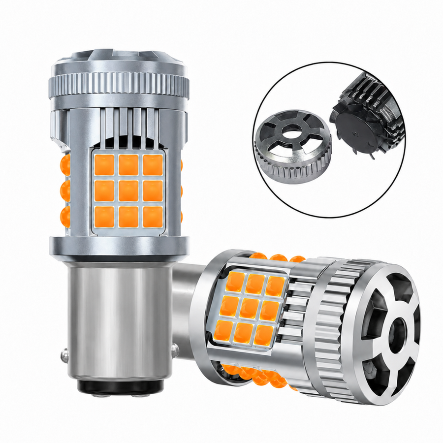 Focos Led 1034/1157 36 Hiperled Canbus Ambar Con Ventilador Y Estrobo
