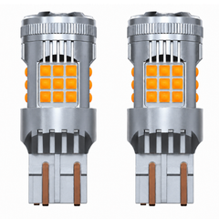 Focos Led 7443 36 Hiperled Canbus Ambar Con Ventilador Y Estrobo