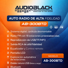 Estereo Audioblack Ab-300btd Bt Usb Aux
