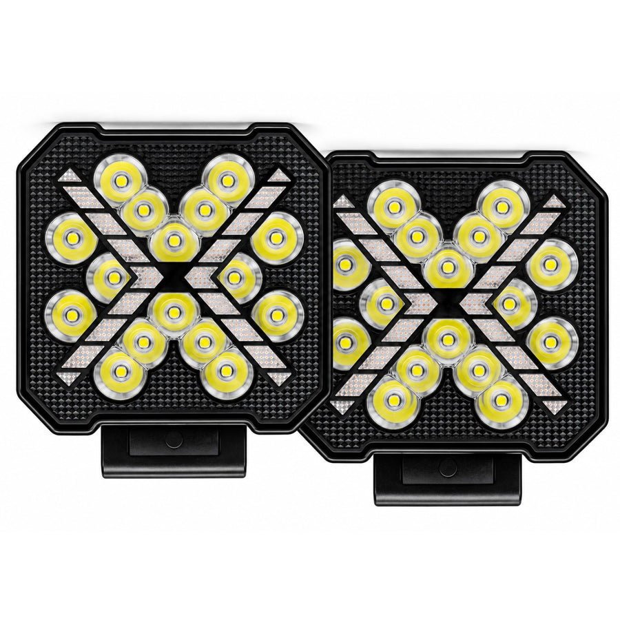 Faro Led Cuadrado Luz Blanca Drl Ambar Funciones Estrobo Y Secuencial