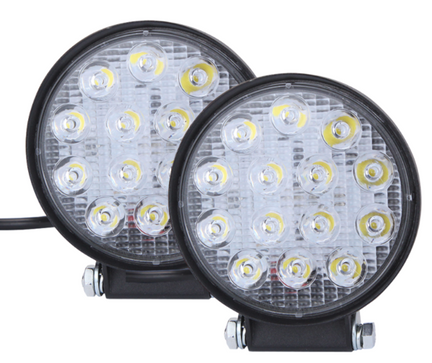Faros 14 Led Redondos Luz Fija Y Estrobo 4.5" 42w