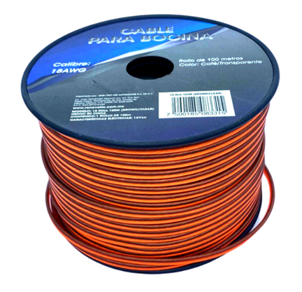 Rollo Cable Para Bocina Doble Calibre 18 Rollo 100mts