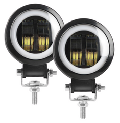 Faros Led Redondos 3" Con Ojo De Angel Azul C/Estrobo