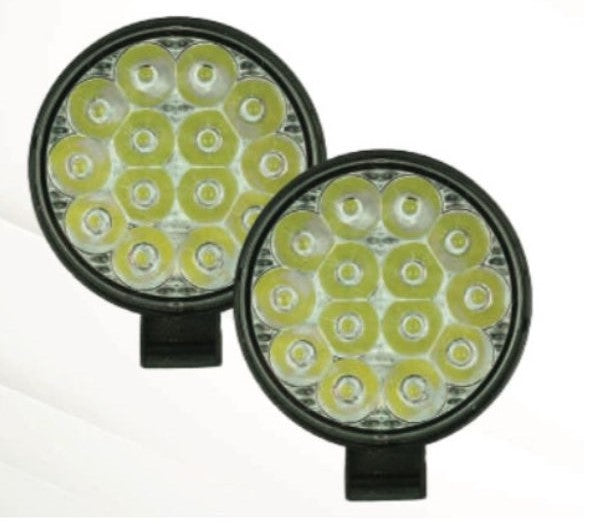 Faros Redondos 14 Led Mini Blanco C/Estrobo Ambar