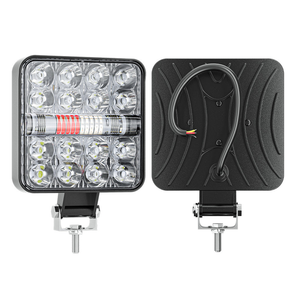 Faro Cuadrado 24 Led Blanco Mini C/Estrobo Rojo/Azul