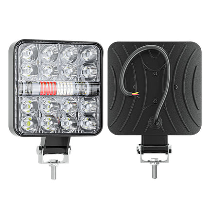 Faro Cuadrado 24 Led Blanco Mini C/estrobo Rojo/azul