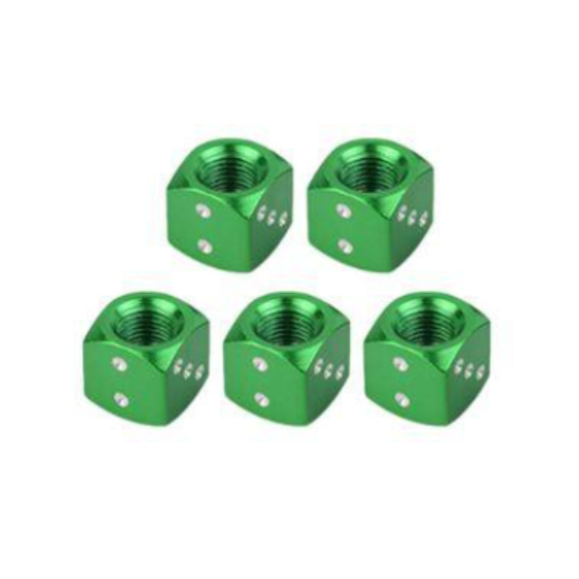 Tapon De Valvula Dado Aluminio Verde 4 Pza
