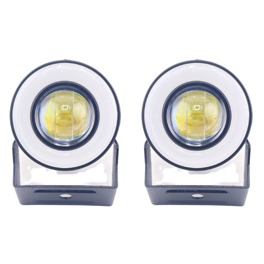 Faros Led Tipo Laser 2" Bicolor Blanco/ambar Con Ojo De Angel Azul