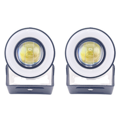 Faros Led Tipo Laser 2" Bicolor Blanco/Ambar Con Ojo De Angel Azul