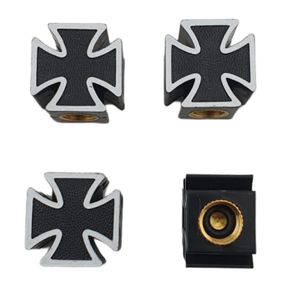 Tapon De Valvula Cruz Negro 4pza