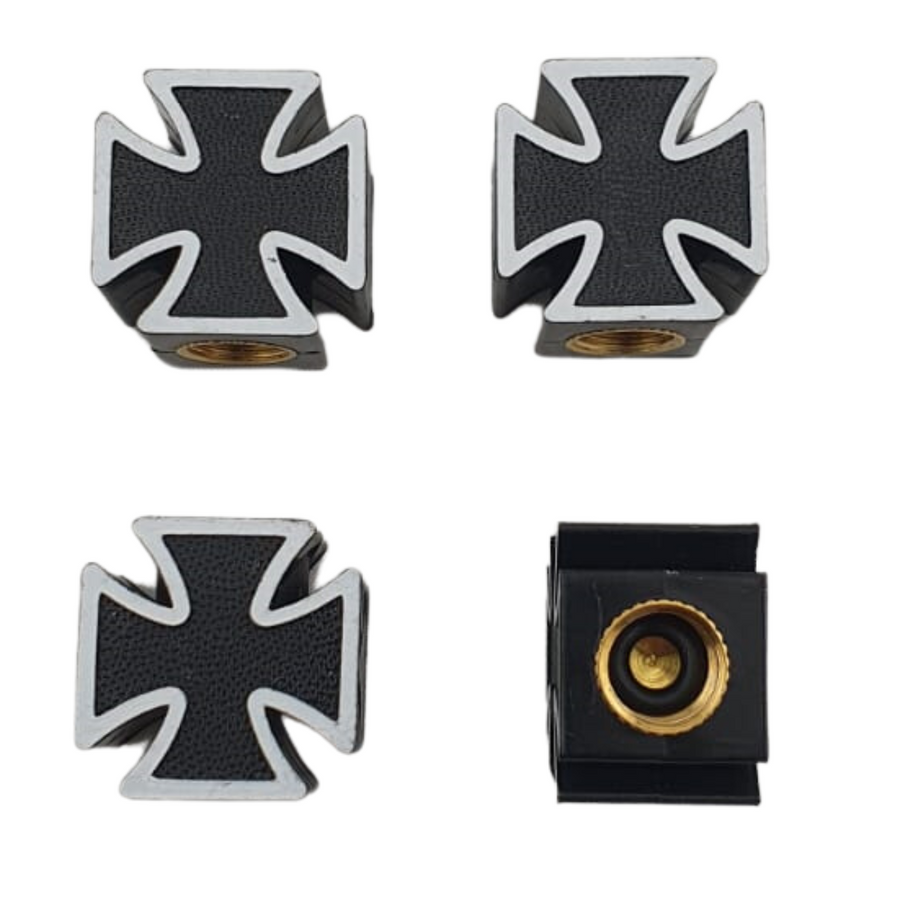 Tapon De Valvula Cruz Negro 4pza