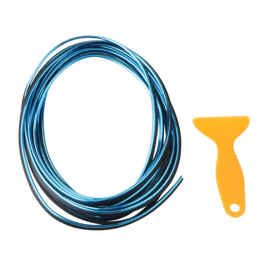 Moldura Hule Decorativa Para Interior Azul Rollo 5mts