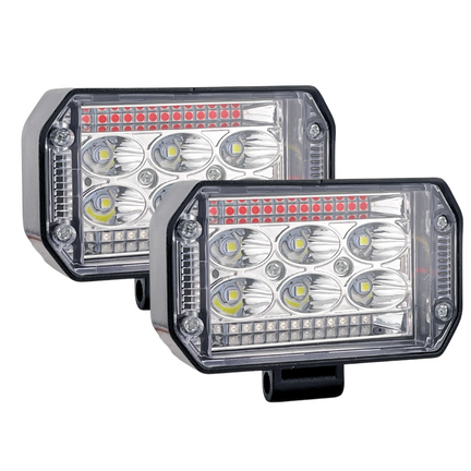 Faro 26 Led Carcaza Reforzada Luz Blanca Con Estrobo Rojo/azul