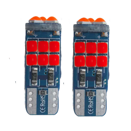 Focos Led T10 Pellizco 15 Led Canbus Rojo
