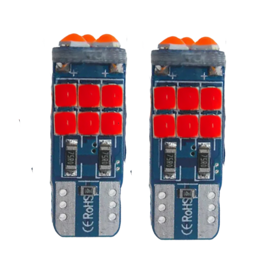 Focos Led T10 Pellizco 15 Led Canbus Rojo