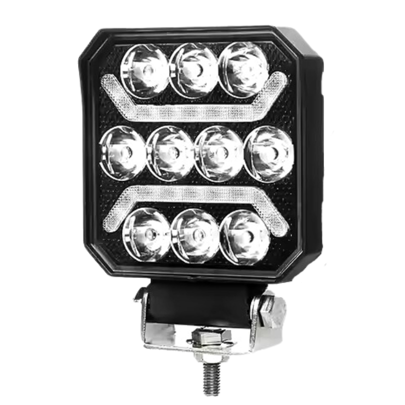 Faro Led Cuadrado 4" 39W Negro Con Drl Ambar