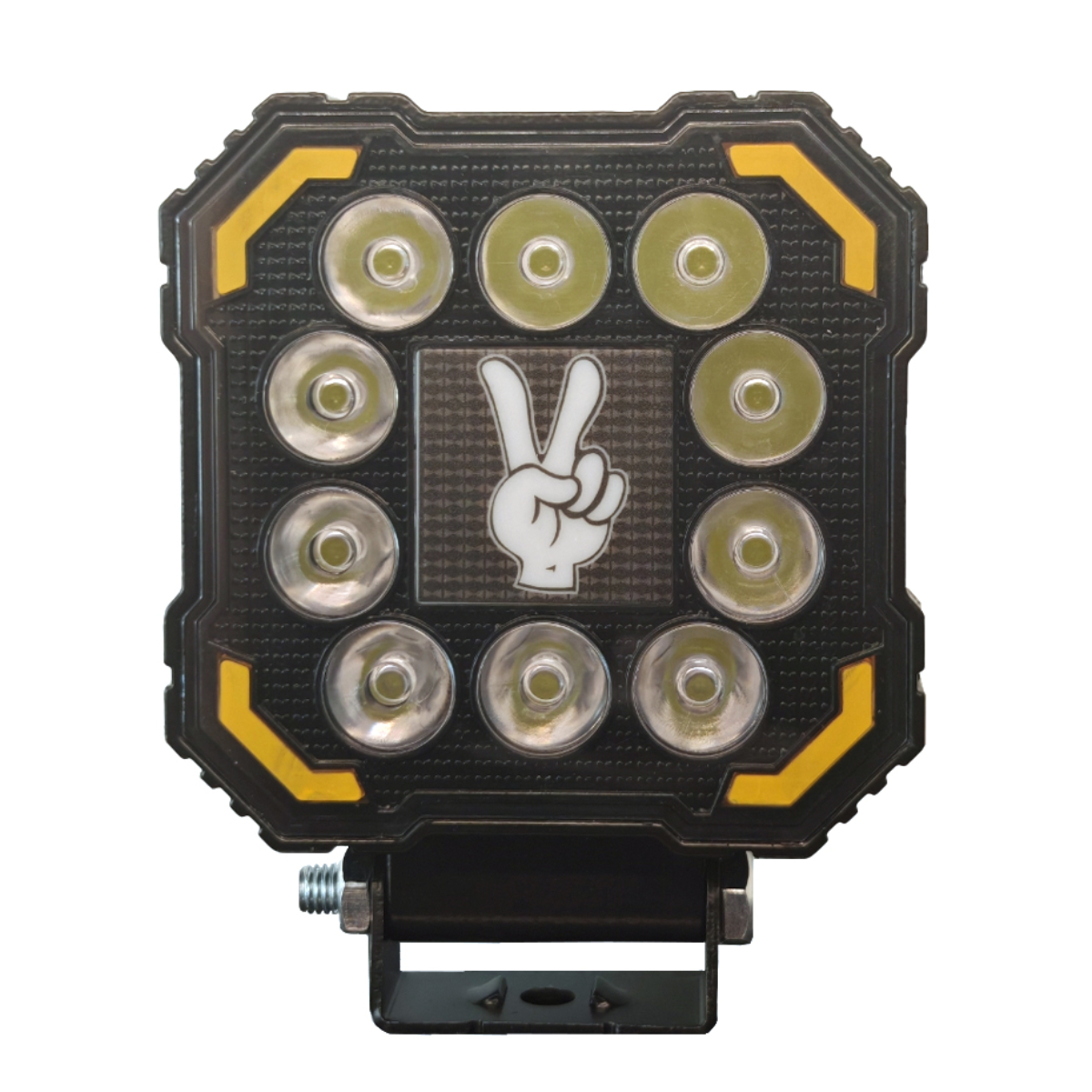 Faro Led Cuadrado Luz Blanca Con Estrobo Drl Ambar Y Logo Seña Ok Rgb