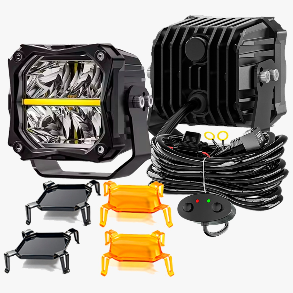 Faro Led Cuadrado 4" Imloya Luz Blanco/ambar Con Drl Pro-1003