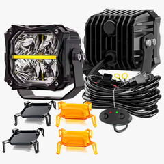 Faro Led Cuadrado 4" Imloya Luz Blanco/ambar Con Drl Pro-1003