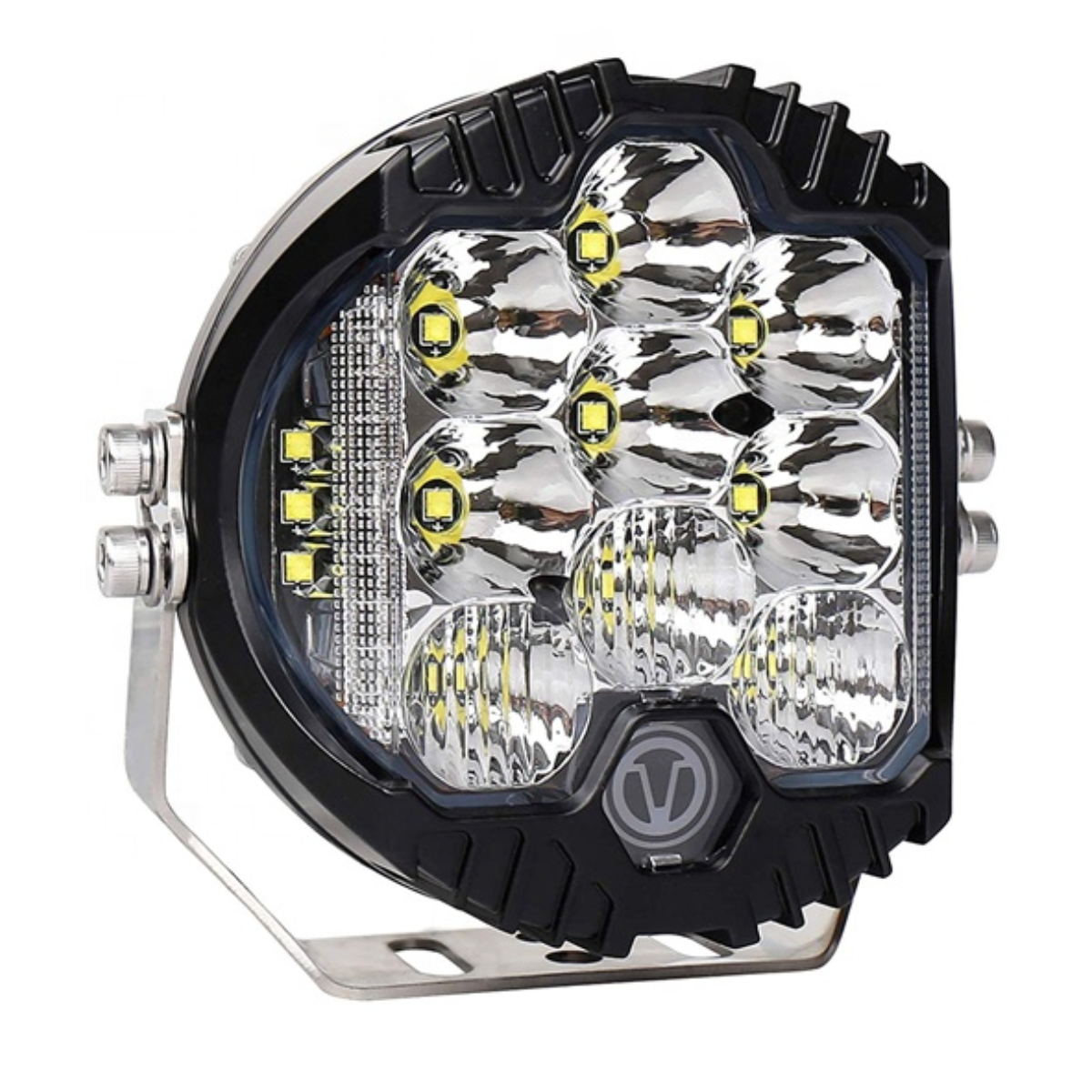 Faro Led 5" Redondo Drl Ambar Con Leds Laterales 50w