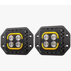 Faro Led Cuadrado 3" Empotrable Imloya Luz Blanca Fija Y Estrobo Con Drl Ambar Pro-1009