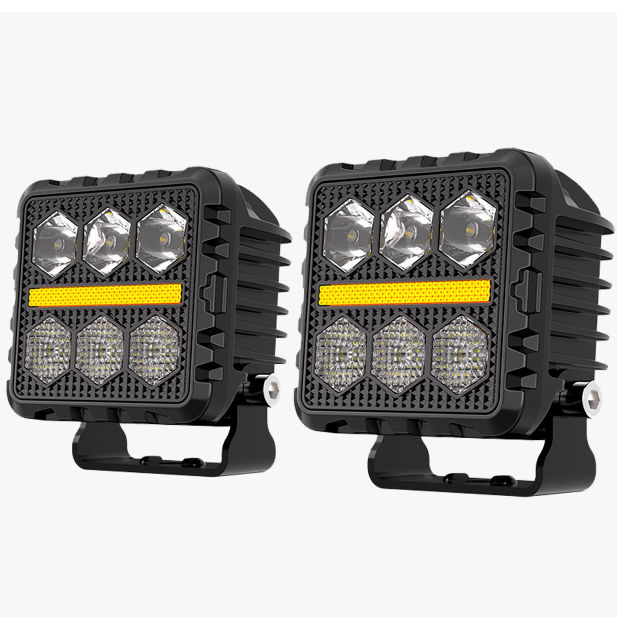 Faro Led Cuadrado 3" Imloya Luz Blanca Fija Y Estrobo Con Drl Ambar Pro-1010