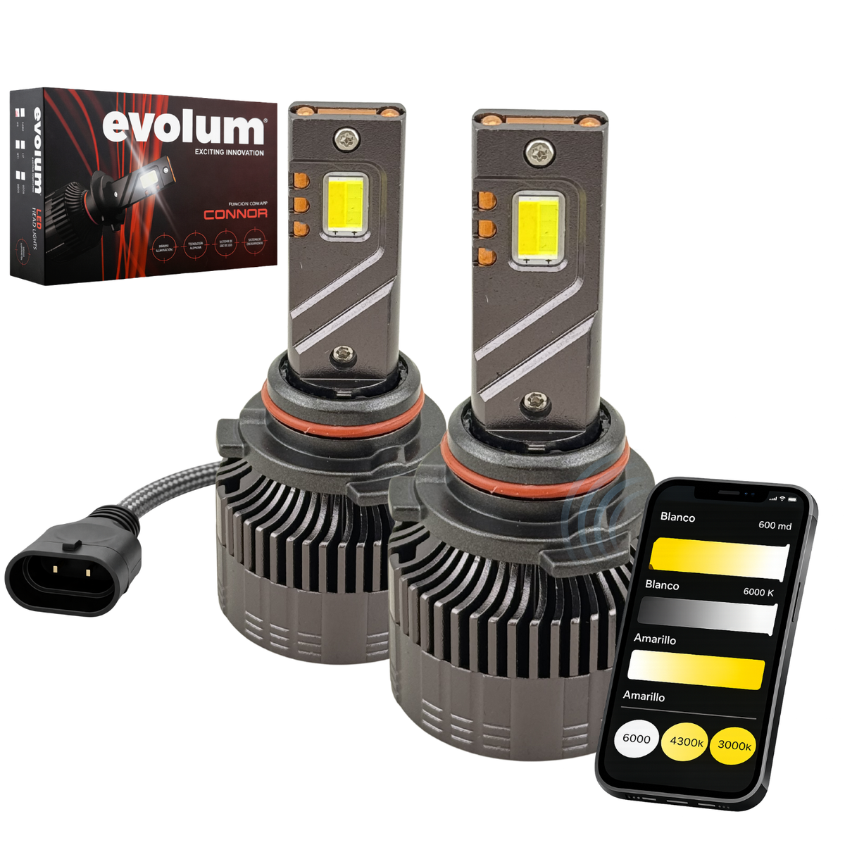 Focos Led 9006 Evolum Connor 3 Colores Con App