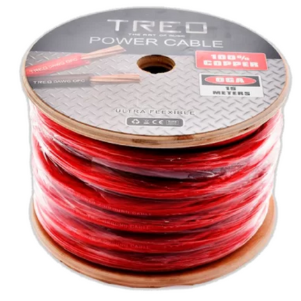 Rollo De Cable Para Corriente Calibre 0 Treo 15mts Rojo 100% Cobre