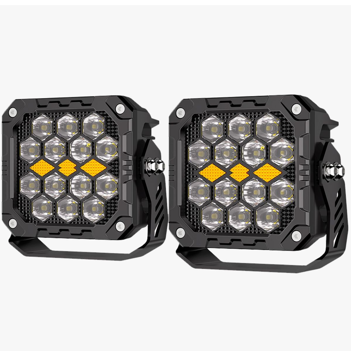 Faro Led Cuadrado 4" Imloya Luz Blanca Fija Y Estrobo Con Drl Ambar Pro-1006