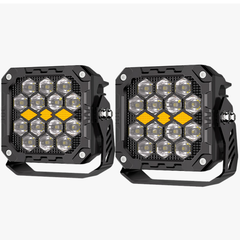 Faro Led Cuadrado 4" Imloya Luz Blanca Fija Y Estrobo Con Drl Ambar Pro-1006