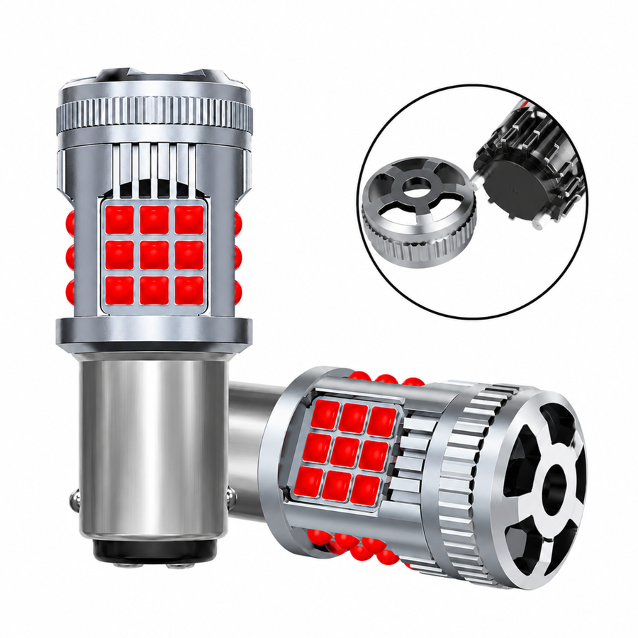 Focos Led 1034/1157 36 Hiperled Canbus Rojo Con Ventilador Y Estrobo