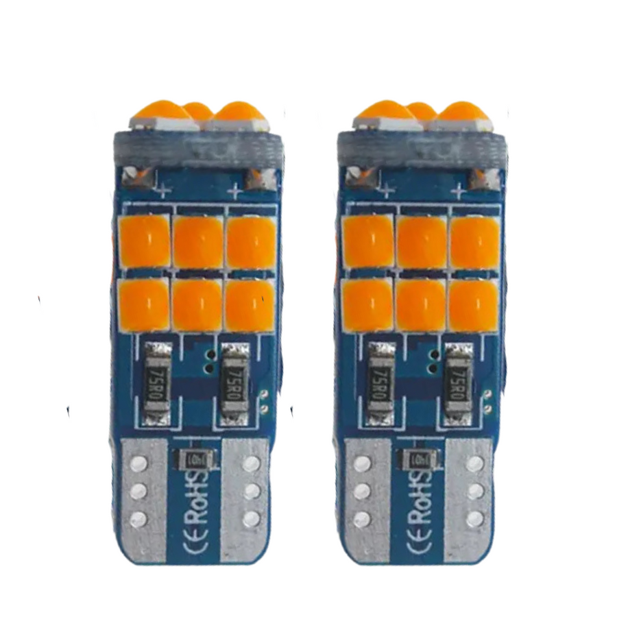 Focos Led T10 Pellizco 15 Led Canbus Ambar