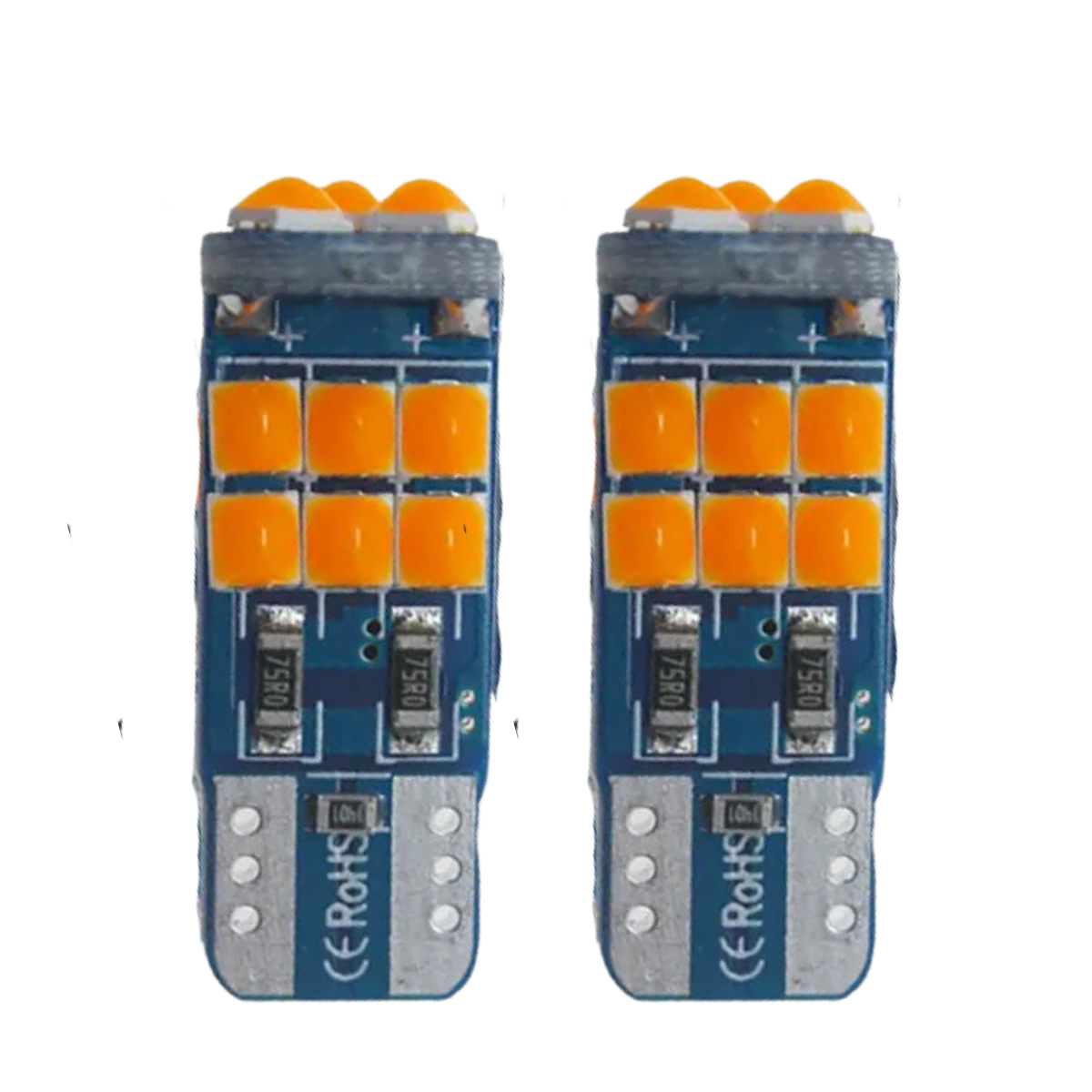 Focos Led T10 Pellizco 15 Led Canbus Ambar